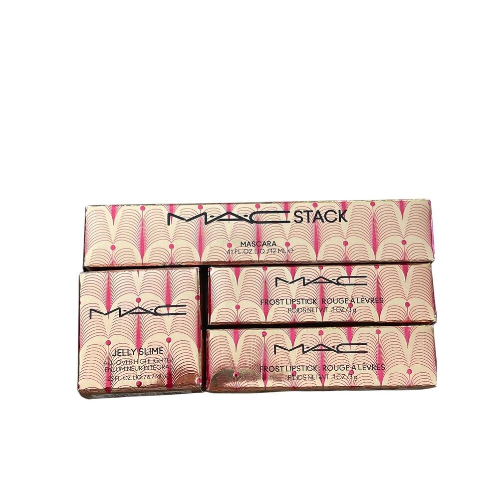 MAC LOT 4 RARE Mascara Lipsticks Gift of Gold Bundle Jelly Slime‎ Full Size